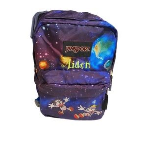 Jansport Disney Backpack Mickey Cosmic Theme Canvas Shoulder Straps 15x13x5 Nice